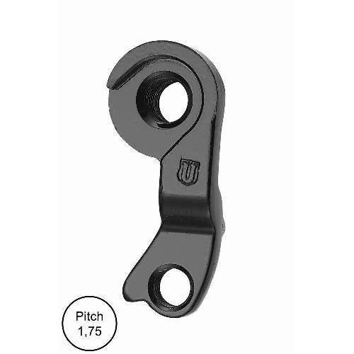 Dropout #0466All Union derailleur hangers are 100% identical to the original ones and come from the same frame manufacturer.Holes: 1-Hole
Position: Inside
Mount: M20
Distance: 45 mm
We suggest to order 2 Dropouts, so you have next time one in spare and have no waiting time.