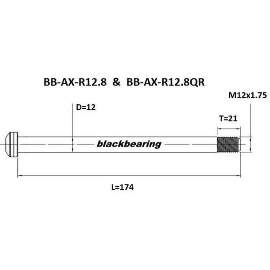 Black Bearing Steckachse hinten, Länge 180mm, M12x1,75x21