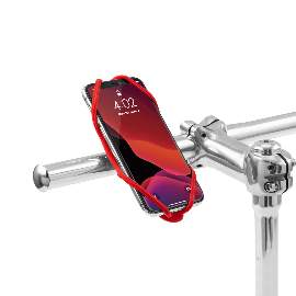 BONE Universelle Smartphonehalterung (Lenkermontage) - Bike Tie 4 + Kraftband - rot