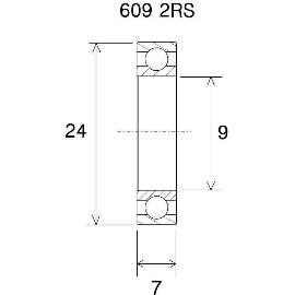 Kugellager 609 2RS, 9x24x7mm, ABEC-3, Black Bearing
