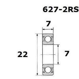 Kugellager 627 2RS, 7x22x7mm, ABEC-3, Black Bearing