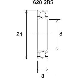 Kugellager 628 2RS, 8x24x8mm, ABEC-3, Black Bearing