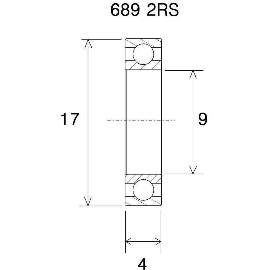 Kugellager 689 2RS, 9x17x5mm, ABEC-3, Black Bearing