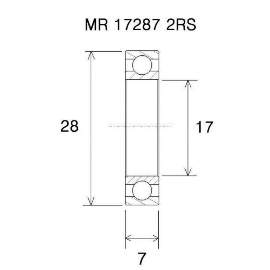 Kugellager MR17287 2RS, 17x28x7mm, ABEC-3, Black Bearing