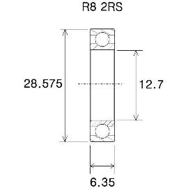 Kugellager R8 2RS, 12,7x28,58x7,94mm, ABEC-3, Black Bearing