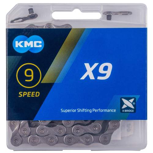 KMC X9 - grau (X9-73), 9-fach Kette, 114 Glieder - Shimano, SRAM, Campagnolo