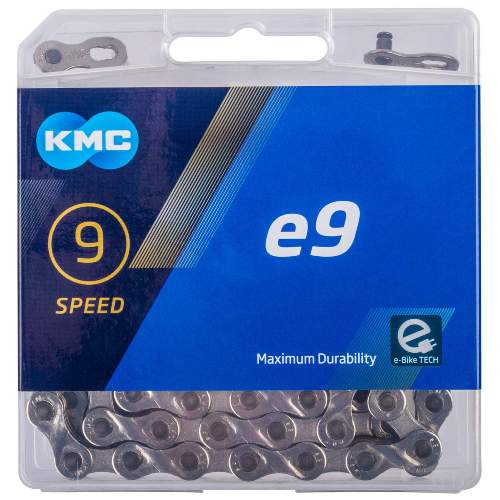KMC e9 - silber (vernickelt), 9-fach Kette, 122 Glieder - für E-Bikes