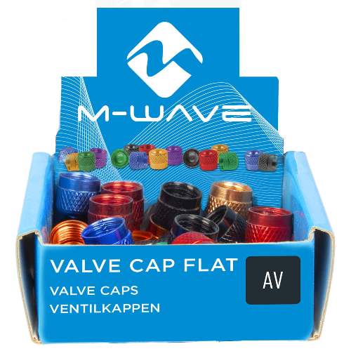 M-Wave Aluminium Ventilkappen, 50 Stk, farblich sortiert, eloxiert, für AV geeignet